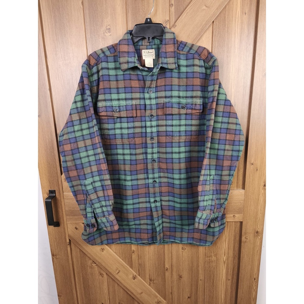 LL Bean Chamois Cloth Shacket Traditional Fit Plaid Mens Large